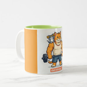 Dad Strength - Funny Gym Cat Dad Mug  Father's Day