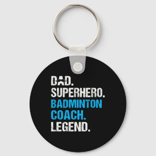Dad Superhero Badminton Coach Funny Badminton Coac Keychain