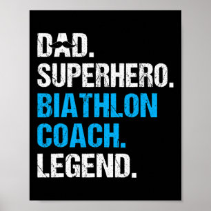 Dad Superhero Biathlon Coach Funny Biathlon Coach Poster