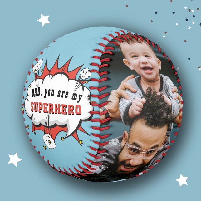 Dad Superhero Cartoon Father`s day 2 Photo Softball (Creator Uploaded)