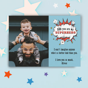Dad Superhero Cartoon Speech Bubble Father`s day Holiday Card