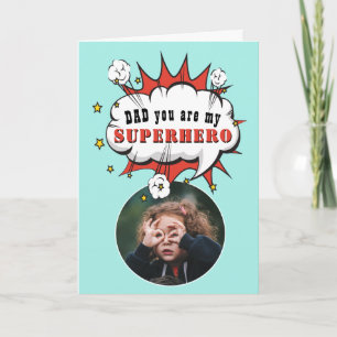 Dad Superhero Cartoon Speech Bubble Fathers day Card