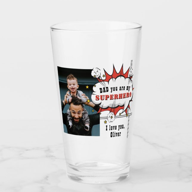 Dad Superhero Comic Speech Cloud Photo Glass (Front)