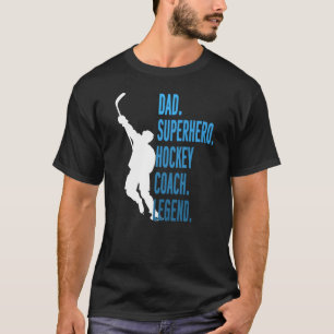 Dad Superhero Hockey Coach Legend Father's Day T-Shirt
