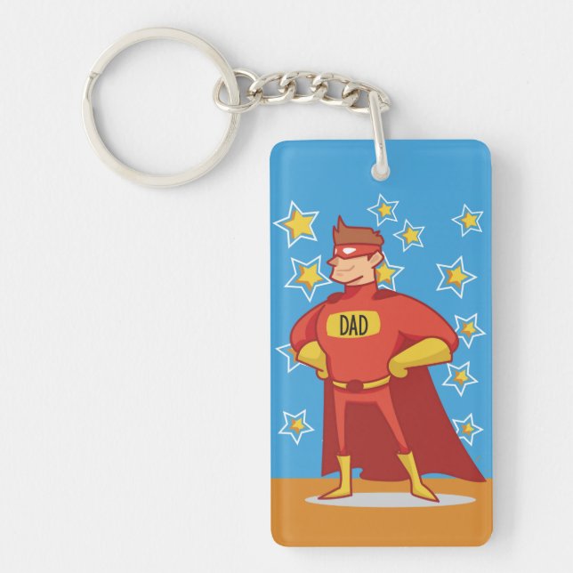 Dad Superhero on Father's Day Keychain (Front)