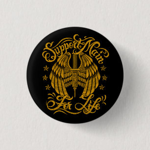 Dad Support Main Syringe Wings Typography 1 Inch Round Button