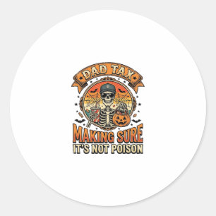 Dad Tax Funny Halloween Skeleton Candy_1 Classic Round Sticker
