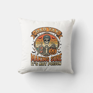 Dad Tax Funny Halloween Skeleton Candy_1 Throw Pillow