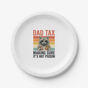 Dad Tax Raccoon Vintage Funny Dad Shirt Design_1 Paper Plate