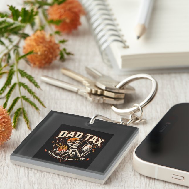 Dad Tax Skeleton T-Shirt Keychain (Front Right)