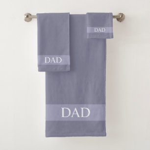 Dad Text on Roman Silver Grey Shades Bath Towel Set