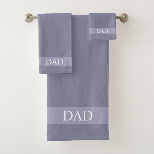 Dad Text on Roman Silver Grey Shades Bath Towel Set (Insitu)