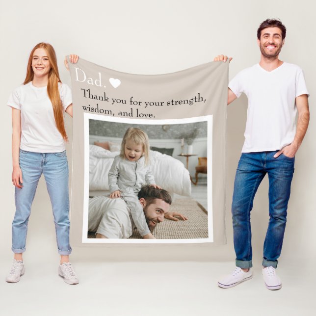 Dad, Thank You For – Custom Photo & Text |  Fleece Blanket (In Situ)