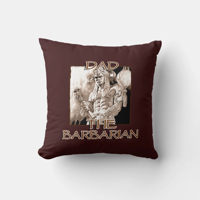 Dad the Barbarian Throw Pillow (Front)