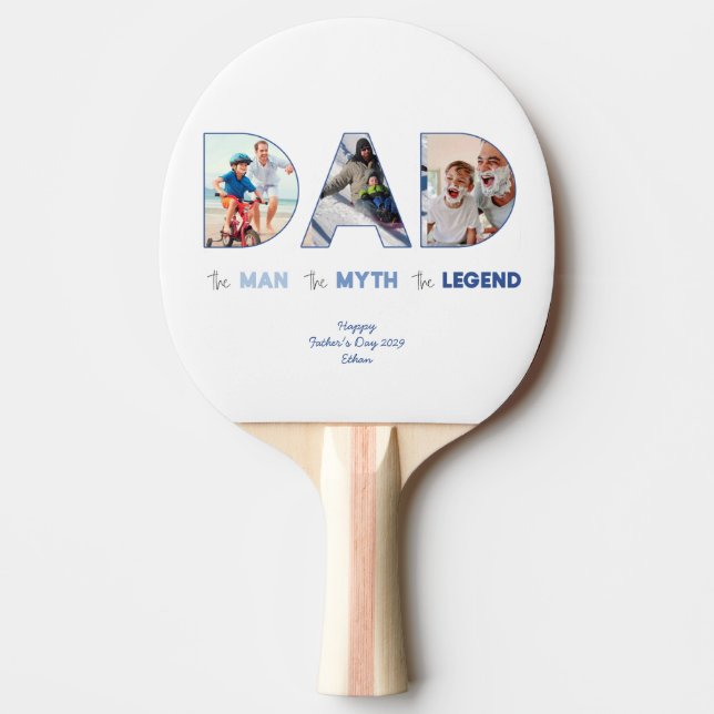 DAD The Man Myth Legend Blue Gradient Photo Ping Pong Paddle (Front)