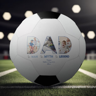 DAD The Man Myth Legend Blue Gradient Photo Soccer Ball