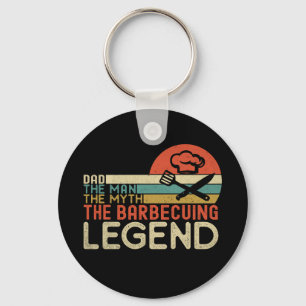 Dad the man the myth the barbecuing legend keychain