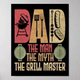 Dad The Man The Myth The Grill Master Bbq Party Rb Poster