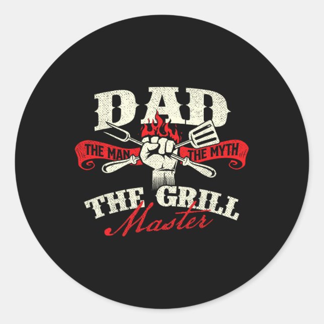 Dad The Man The Myth The Grill Master - Grill Bbq  Classic Round Sticker (Front)