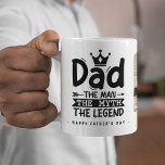Dad The Man The Myth The Legend 2x Photo Coffee Mug<br><div class="desc">Surprise dad with this trendy, modern coffee mug! Design features 2 photographs of your choice with fun typography that reads 'Dad - The Man, The Myth, The Lengend'. You can also customize the messages and name/s to make it personal to you. This is such a great gift for Father's Day,...</div>