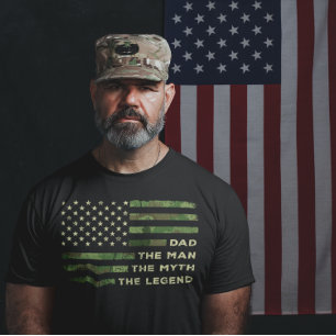 Dad The Man The Myth The Legend Camouflage US Flag T-Shirt