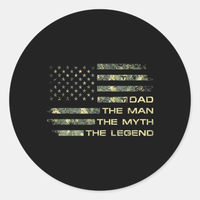 Dad The Man The Myth The Legend Fathers Day Camo U Classic Round Sticker (Front)