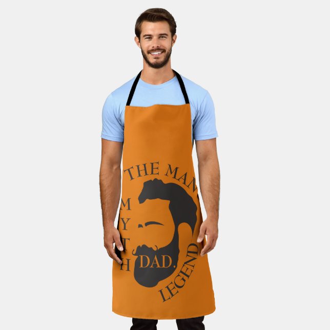 Dad the man, the myth, the legend text orange apron (Worn)