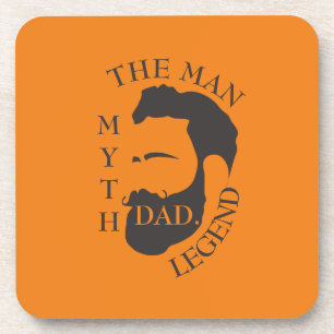 Dad the man, the myth, the legend text orange coaster