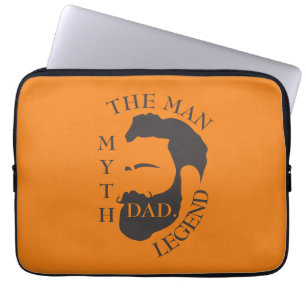 Dad the man, the myth, the legend text orange laptop sleeve