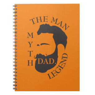 Dad the man, the myth, the legend text orange notebook