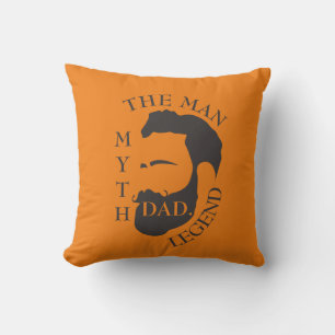Dad the man, the myth, the legend text orange throw pillow