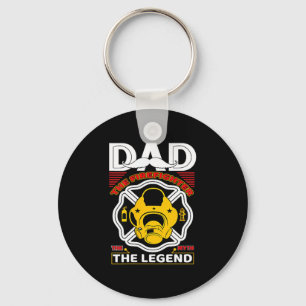 Dad The Myth Legend Fireman Gift Proud Firefighter Keychain