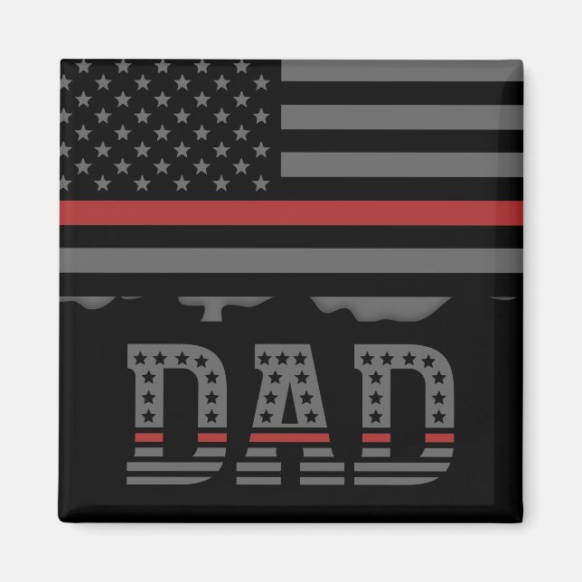 Dad Thin Red Line Firefighter Dad Gifts Magnet (Front)
