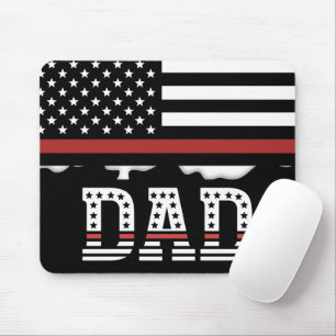 Dad Thin Red Line Firefighter Dad Gifts Mouse Pad