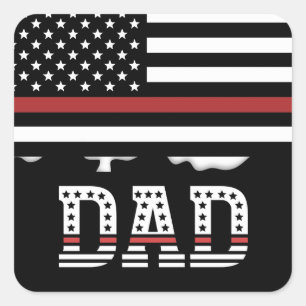 Dad Thin Red Line Firefighter Dad Gifts Square Sticker