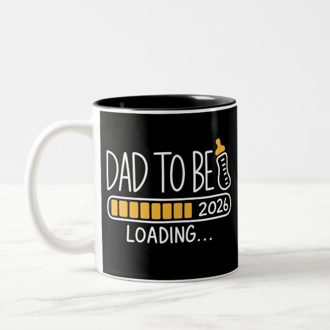Dad To Be 2026 Promoted to Daddy New Father  Two-Tone Coffee Mug (Left)