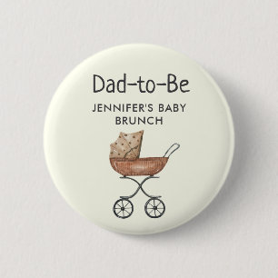 Dad-to-Be Antique Wicker Baby Buggy Shower/Brunch 2 Inch Round Button