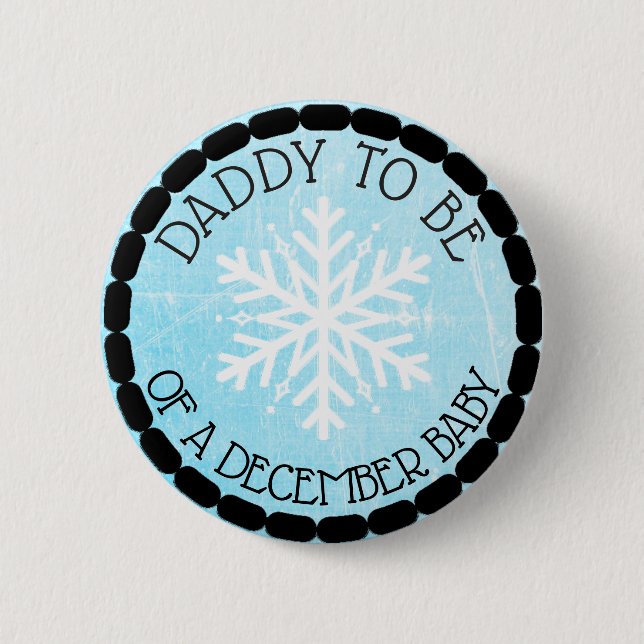 Dad to be Blue Winter December Baby Button (Front)