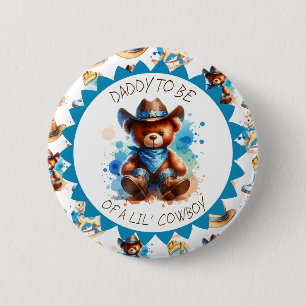 Dad to be Cowboy Teddy Bear Boy's Baby Shower 2 Inch Round Button