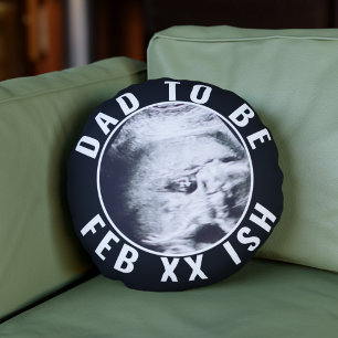 Dad to Be Custom Ultrasound Photo Round Pillow