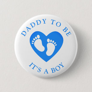 Dad to Be Footprints Heart Its a Boy Girl Button