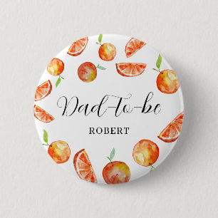 Dad-to-be Little Cutie Baby Shower Orange Custom  2 Inch Round Button