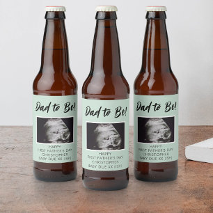 Dad to be Ultrasound Photo 1st Father's Day Beer Bottle Label