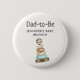 Dad-to-Be Vintage Stack Toy Baby Shower/Brunch 2 Inch Round Button