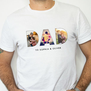 Dad To Kids Names & Photos Modern Cute T-Shirt