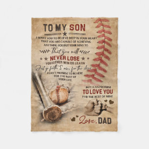 Dad To My Son I Promise To love You Baseball Fleece Blanket