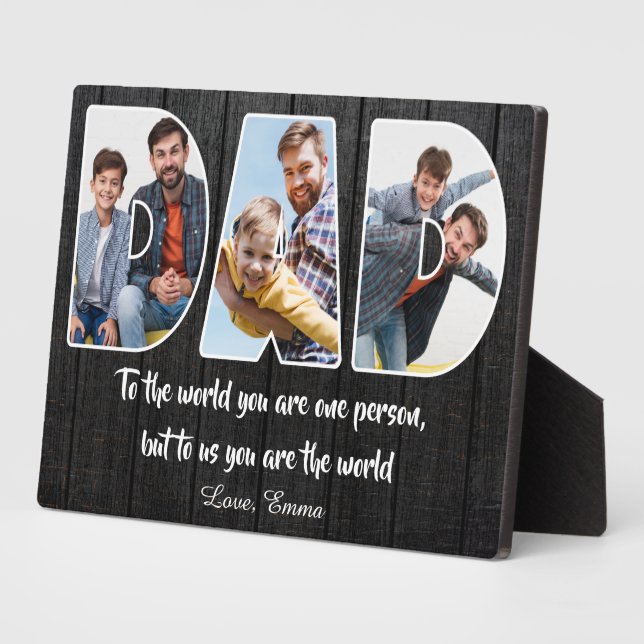 dad to us you are the world Photo Collage Plaque (Side)