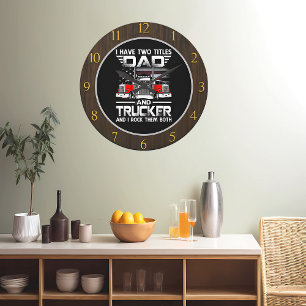 Dad Trucker "Rock Them Both Large Clock