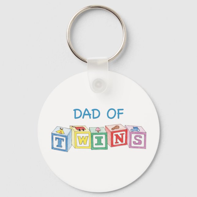 Dad Twins Blocks Keychain (Front)