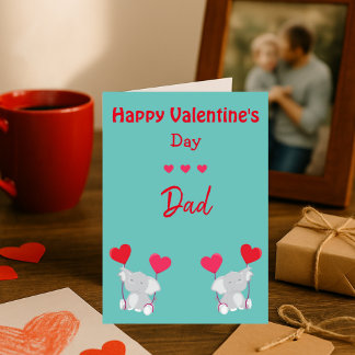 Dad Valentine's Day Elephants Holiday Card